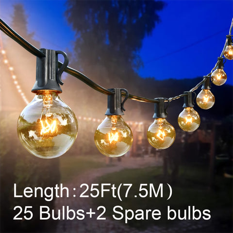 50Ft Patio String Light Outdoor Garland Light  G40 Christmas Lights Festoon Fairy For Wedding Holiday Garden Backyard Decoration