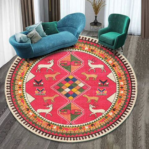 Ethnic printing style round carpet mats hotel mats living room bedroom coffee table carpet mats hanging basket mats