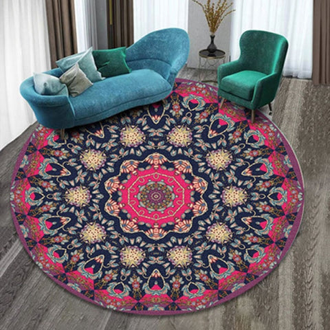 Ethnic printing style round carpet mats hotel mats living room bedroom coffee table carpet mats hanging basket mats