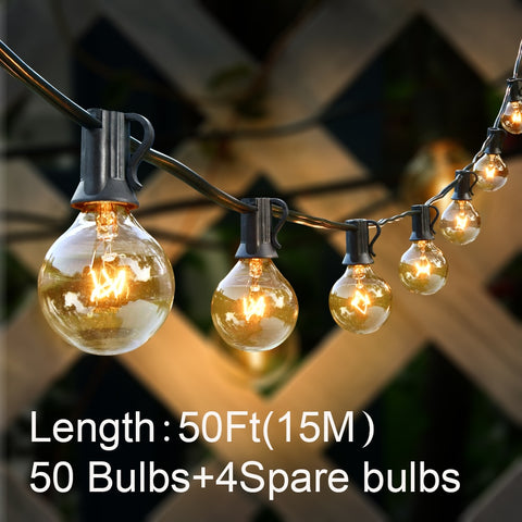 50Ft Patio String Light Outdoor Garland Light  G40 Christmas Lights Festoon Fairy For Wedding Holiday Garden Backyard Decoration