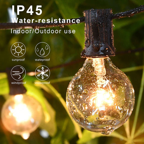 50Ft Patio String Light Outdoor Garland Light  G40 Christmas Lights Festoon Fairy For Wedding Holiday Garden Backyard Decoration