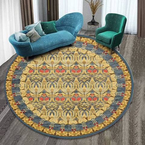 Ethnic printing style round carpet mats hotel mats living room bedroom coffee table carpet mats hanging basket mats