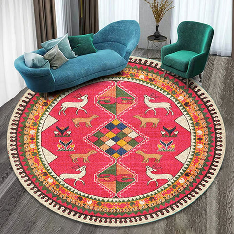 Ethnic printing style round carpet mats hotel mats living room bedroom coffee table carpet mats hanging basket mats