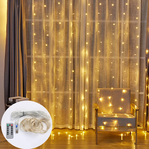 3M LED Curtain Garland on The Window USB Power Fairy Lights Festoon with Remote New Year Garland Led Lights Christmas Decoration