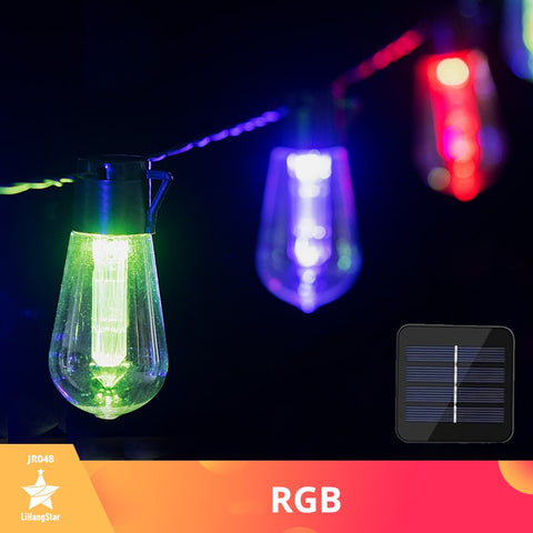 LED Solar String Lights IP65 Waterproof Outdoor Christmas Decoration Bulb Retro Holiday Garland Garden Furniture Fairy Lamp