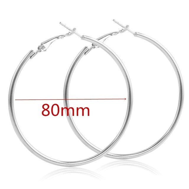 Big Smooth Circle Hoop Earrings