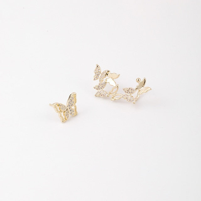 butterfly asymmetric earrings