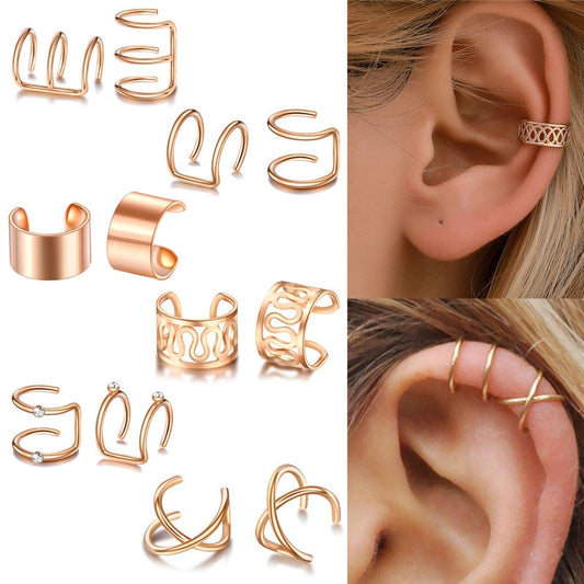 Ear Cuff Gold Leaves Non-Piercing Ear