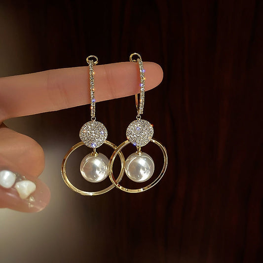 White Pearl Drop Earrings for Women