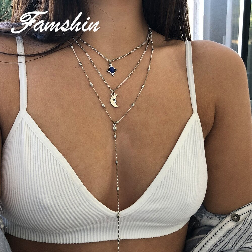 FAMSHIN Fashion Vintage Boho Moon Necklace